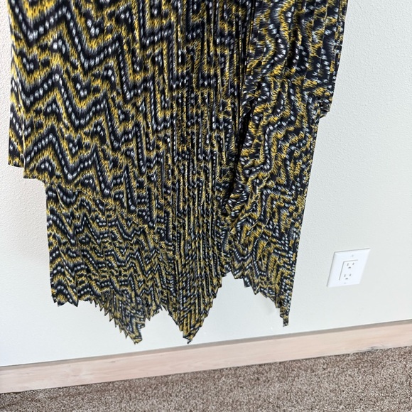 NWOT A.L.C. Kendall Ikat Print Silk Layer Dress Yellow Black Boho Women’s Size 2 - Picture 7 of 14